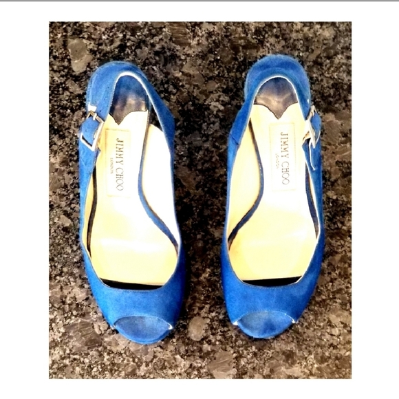 Authentic Jimmy Choo Suede Platform Slingbacks - Picture 2 of 14